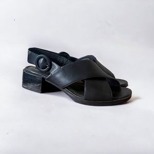 Camper Black Criss Cross Leather Sandals Size 37 US 7